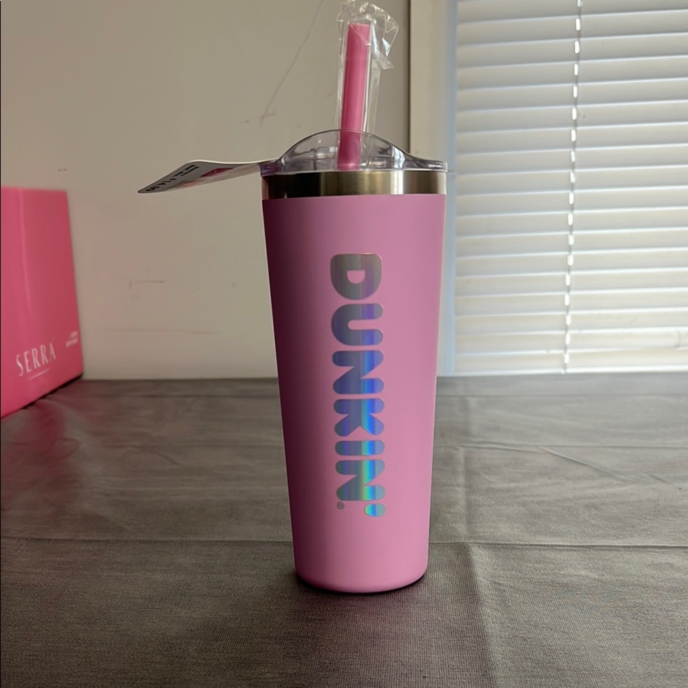 Pink Tumbler with Straw